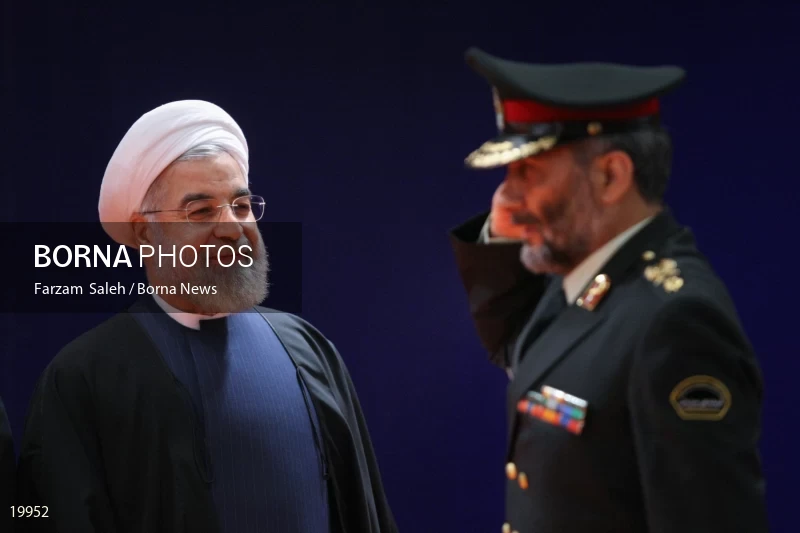 President Hassan Rouhani with police commanders