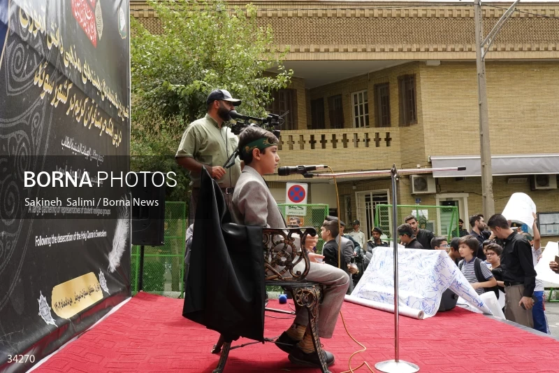 Students gathering in front of the Swedish embassy in Tehran