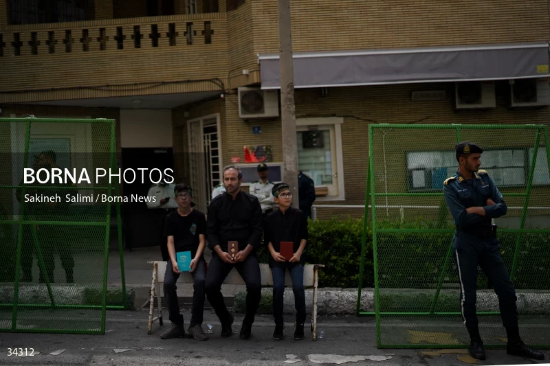 Students gathering in front of the Swedish embassy in Tehran