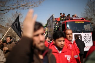 مراسم تشییع پیکر شهدای آتشنشانان پلاسکو در تهران